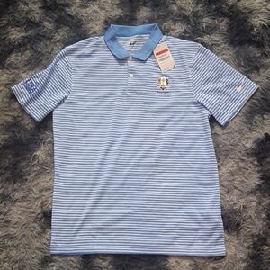 Nike Men's Light Blue Striped Polo Shirt